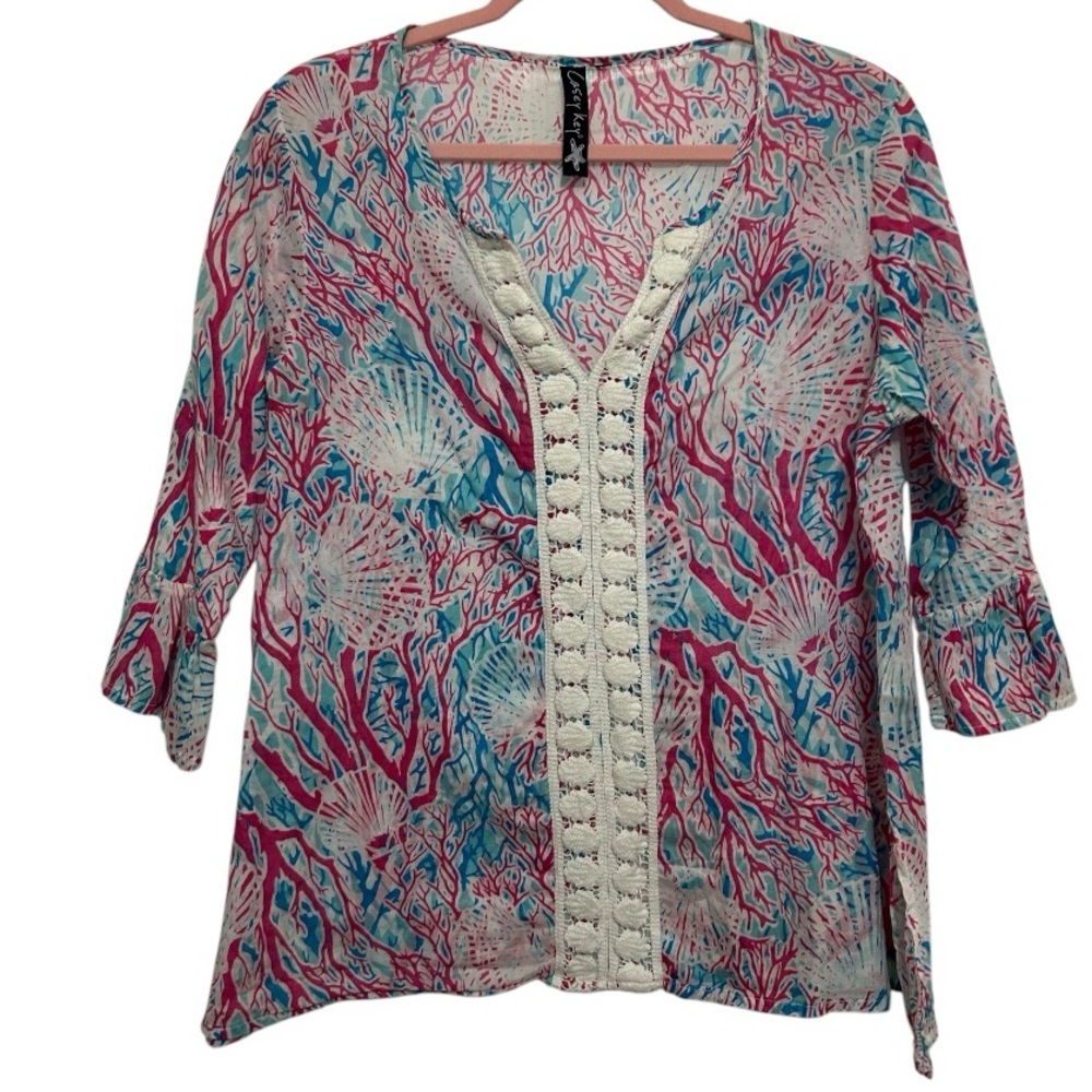 Casey Key Pink and Blue Tunic Top